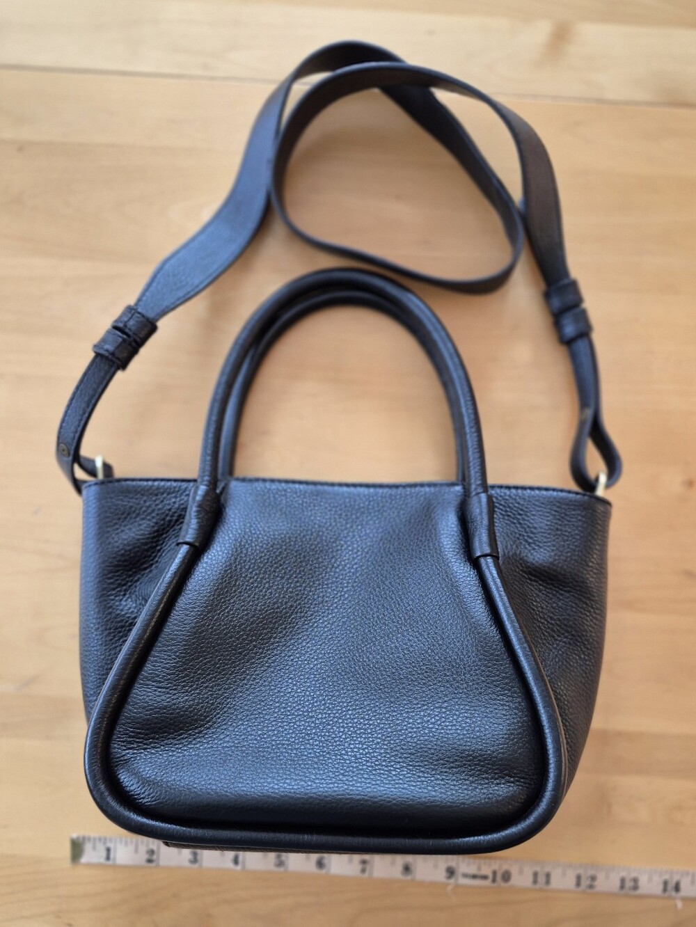 Black Leather Top-Handle Crossbody Bag